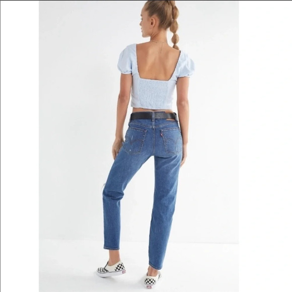 Levis Wedgie Fit High Rise Ankle Jeans Distressed - Picture 14 of 16